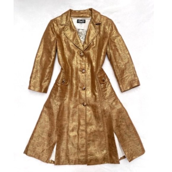 Auc Dolce Gabbana Gold Brocade Floral Coat IT 38 - Picture 4 of 16